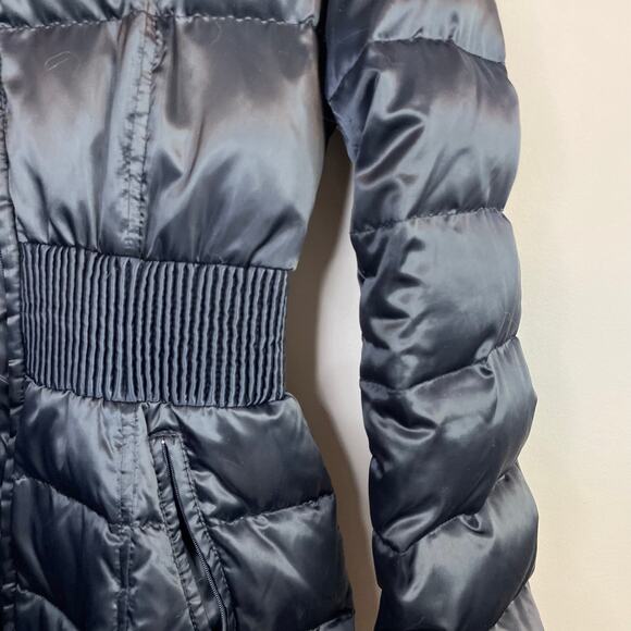 Laundry Shelli Segal Dark Navy Blue Faux Fur Down Cinched Puffer Coat womens M - Picture 6 of 17